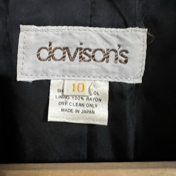 VTG Wool Jacket Blazer Womens Medium Black Academia Tailored Davison's Academia - Picture 3 of 16